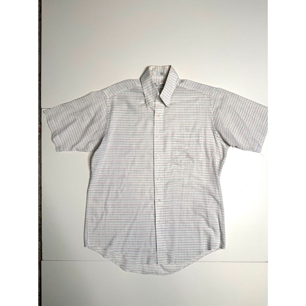 Vintage Sears Roebuck Men’s 15.5 Short Sleeve Plaid Shirt Single Needle Korea